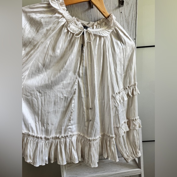 BCBGMAXAZRIA Ruffle Peasant Long Sleeve Blouse - Picture 6 of 15